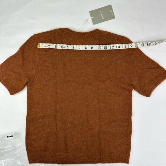 Everlane Women's NWT Brown‎ The Alpaca Wool Short Sleeve Tee Sweater S/C35 - Picture 13 of 14